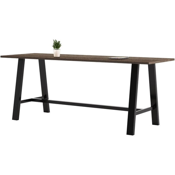 Pemberly Row 3' x 9' Wood Top Bar Height Conference Table in Studio Teak