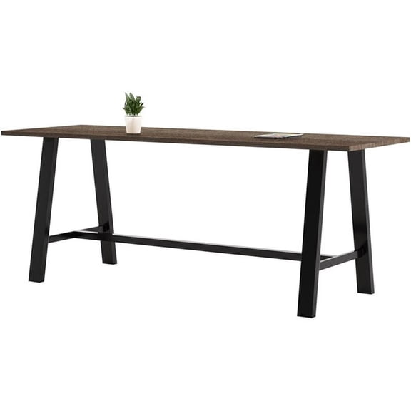 Pemberly Row 3' x 9' Wood Top Bar Height Conference Table in Studio Teak