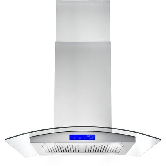Pemberly Row 30" 380 CFM Ducted Island Range Stainless Steel Kitchen Hood