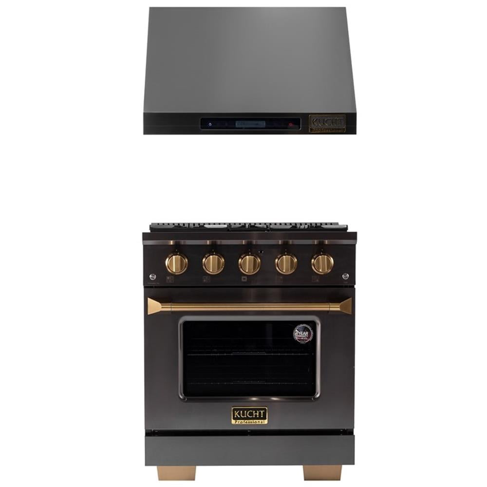 Pemberly Row 30" 4.2 Propane Gas Range in Titanium & Under Cabinet Range Hood