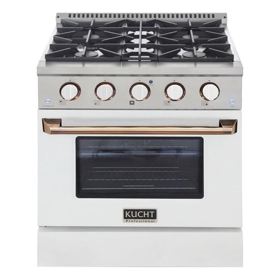 Pemberly Row 30" 4.2 cu. Dual Fuel Range Natural Gas in Silver Gold Handle Rings