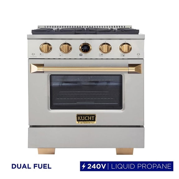 Pemberly Row 30" 4.2 cu.ft. 4-Burners Dual Fuel Range Propane Gas in Silver