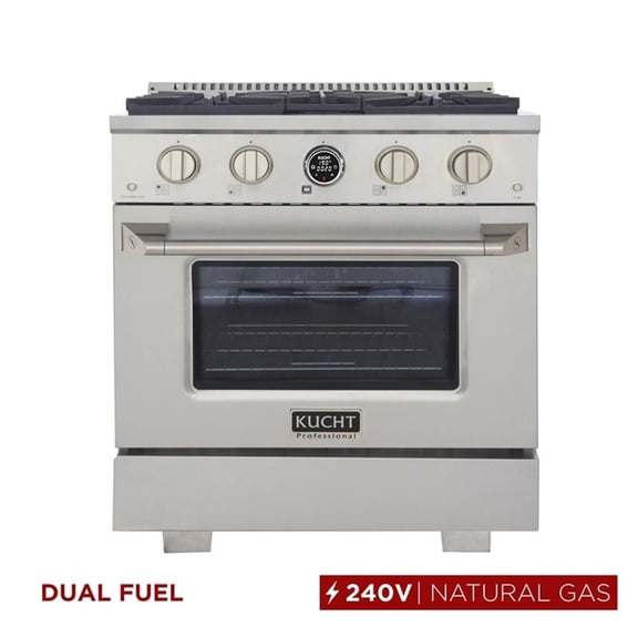Pemberly Row 30" 4.2 cu. ft. 4 Burners Dual Fuel Range for Natural Gas in Steel