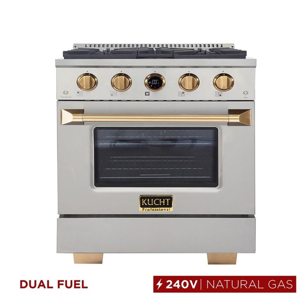 Pemberly Row 30" 4.2 cu. ft. 4 Burners Dual Fuel Range for Natural Gas in Steel