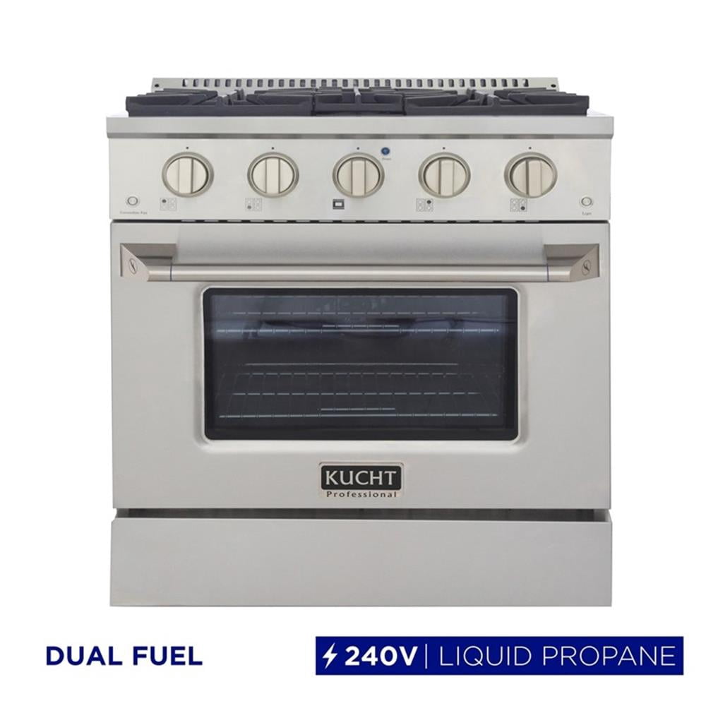 Pemberly Row 30" 4.2 cu. ft. Dual Fuel Range Propane Gas Sealed Burners - Silver
