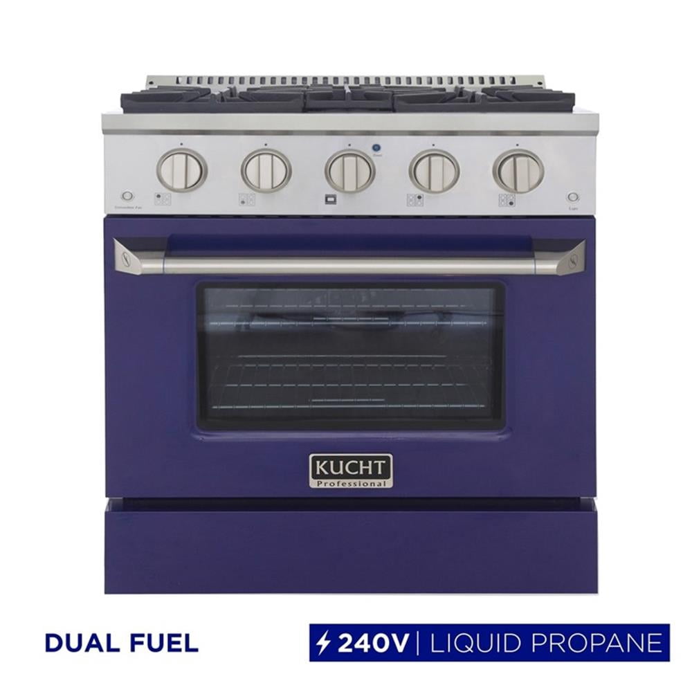 Pemberly Row 30" 4.2 cu. ft. Dual Fuel Range Propane Gas Sealed Burners in Blue.