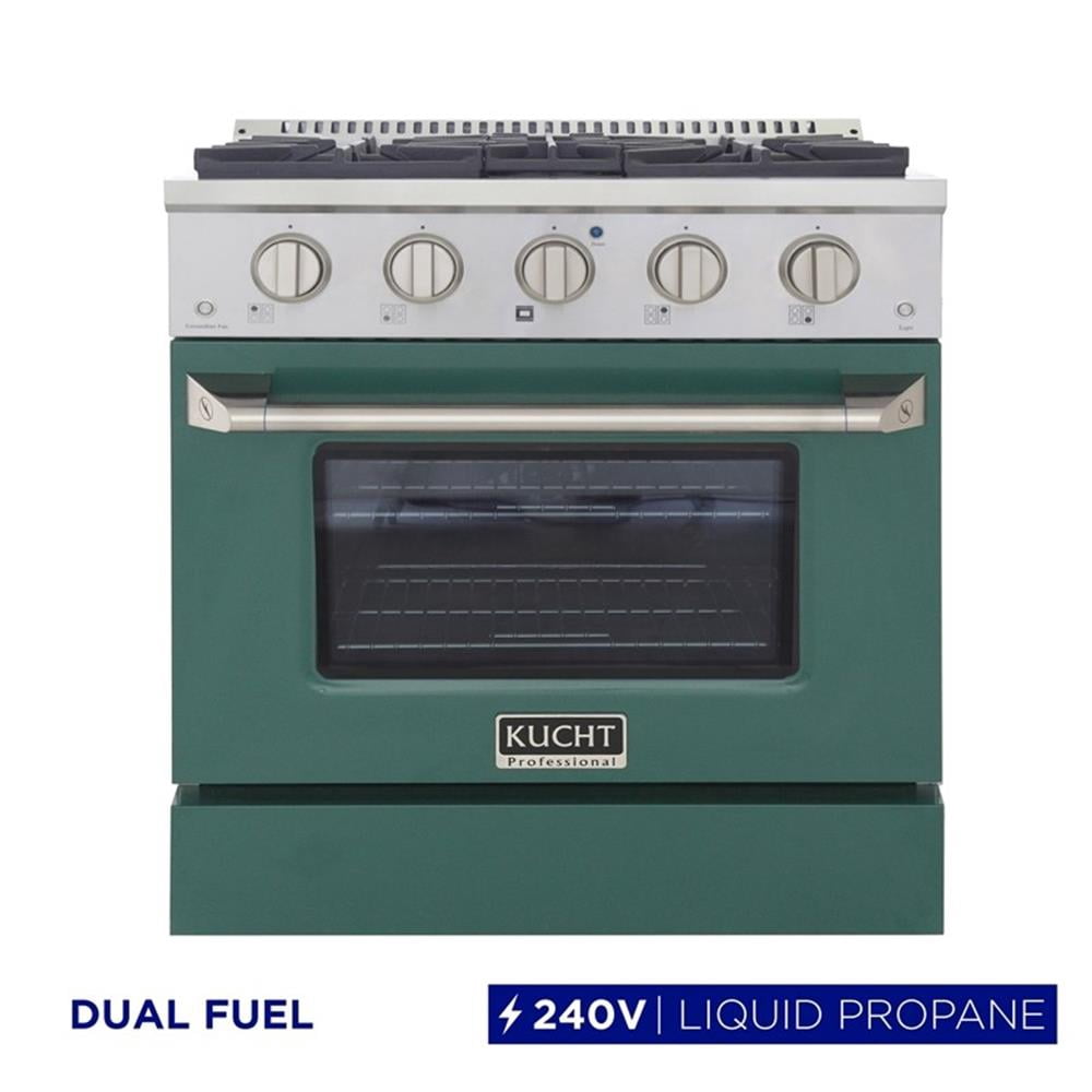 Pemberly Row 30" 4.2 cu. ft. Dual Fuel Range Propane Gas Sealed Burners in Green