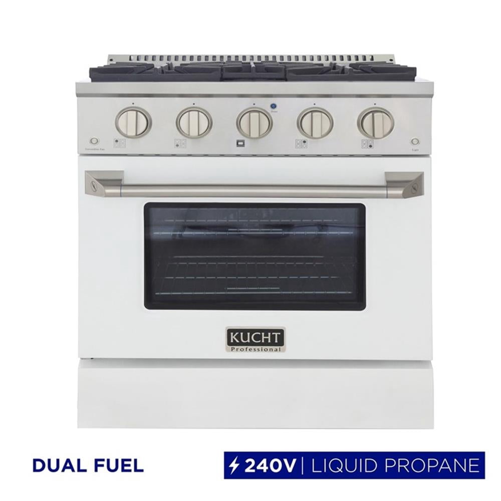 Pemberly Row 30" 4.2 cu. ft. Dual Fuel Range Propane Gas Sealed Burners in White