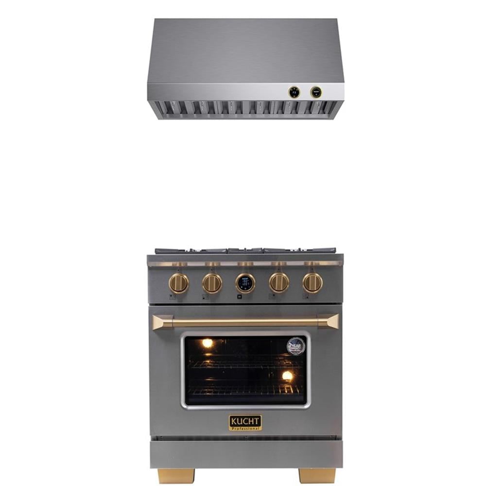 Pemberly Row 30" 4.2 cu. ft. Dual Fuel Range Propane Gas & Wall Mount Range Hood