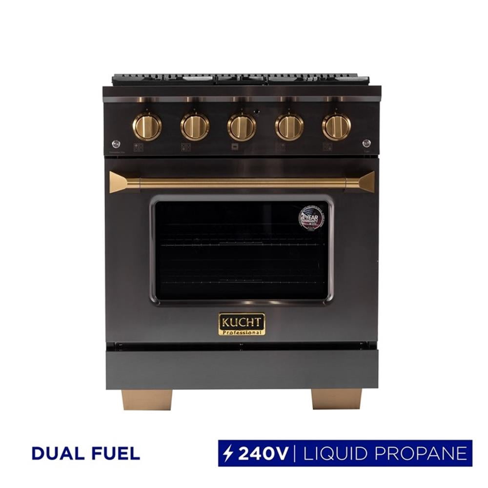Pemberly Row 30" 4.2 cu. ft. Dual Fuel Range for Propane Gas in Titanium Steel