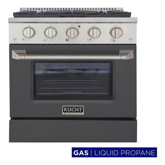 Pemberly Row 30" 4.2 cu. ft. Propane Gas Range w/ Convection Oven in Cement Gray