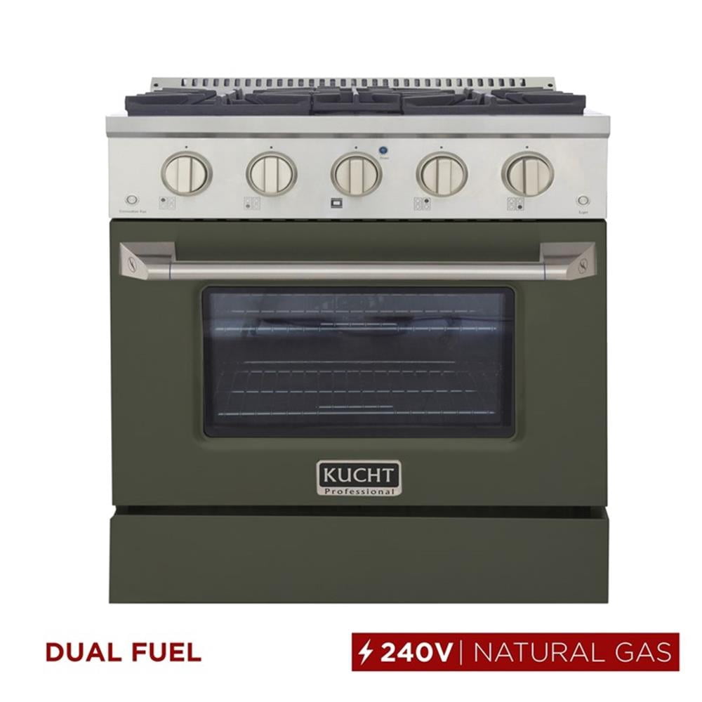 Pemberly Row 30" 4.2cu.ft. Dual Fuel Range Natural Gas Sealed Burners in Green