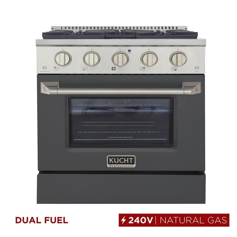Pemberly Row 30" 4.2cu.ft. Dual Fuel Range Natural Gas Sealed Burners in Grey