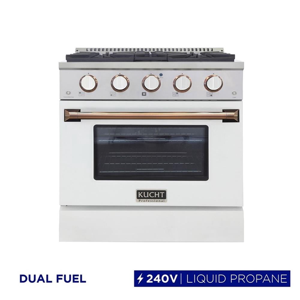 Pemberly Row 30" 4.2cu.ft. Dual Fuel Range Propane Gas-Gold Handle & Ring Knobs