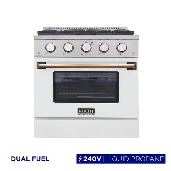 Pemberly Row 30" 4.2cu.ft. Dual Fuel Range Propane Gas-Gold Handle & Ring Knobs