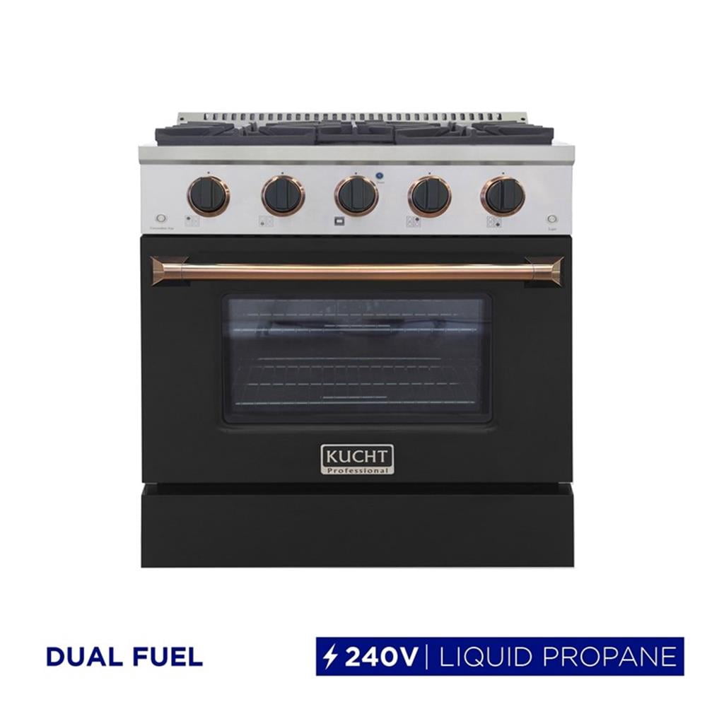 Pemberly Row 30" 4.2cu.ft. Dual Fuel Range Propane Gas in Gold Handle