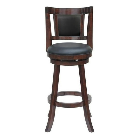 Pemberly Row 30.75" Contemporary Wood Swivel Bar Stool in Cherry