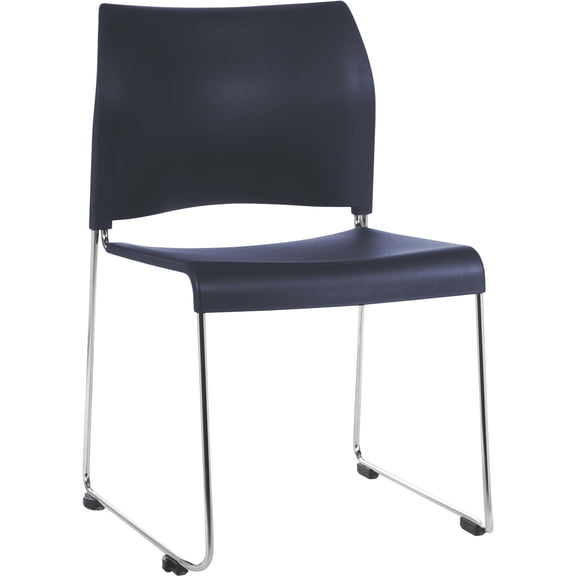 Pemberly Row 30.75" Modern Cafetorium Plastic Stack Chair in Navy