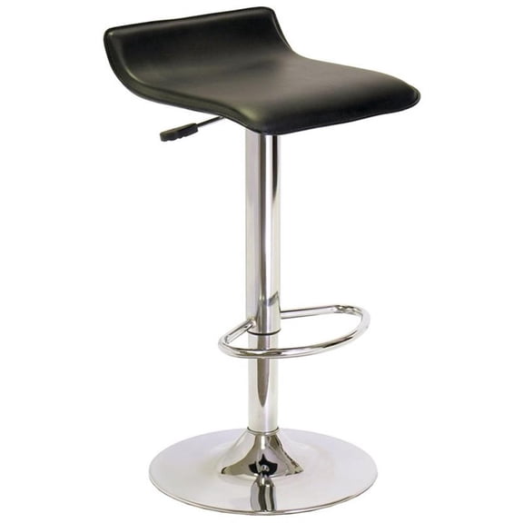 Pemberly Row 30.83" Transitional Metal Swivel Bar Stool in Black/Chrome