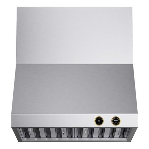 Pemberly Row 30" 900 CFM Ducted Wall Mount Range Hood in Steel with Gold