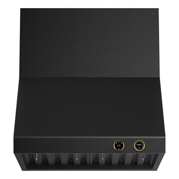 Pemberly Row 30" 900 CFM Wall Mount Range Hood in Titanium Steel with Gold