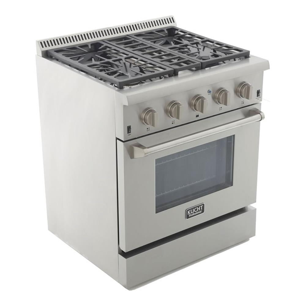 Pemberly Row 30" Dual Fuel Natural Gas Range with Knobs in Silver