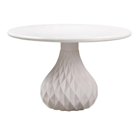 Pemberly Row 30"H Transitional Concrete Stone Dining Table in Ivory