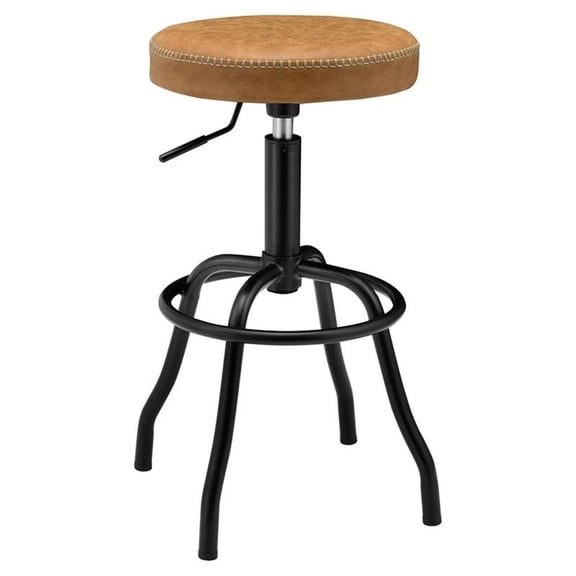 Pemberly Row 30" Metal Backless Swivel Bar Stool in Brown/Black