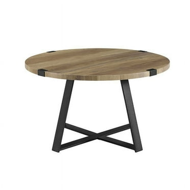 Pemberly Row 30 Metal Coffee Table in Rustic Oak and Black