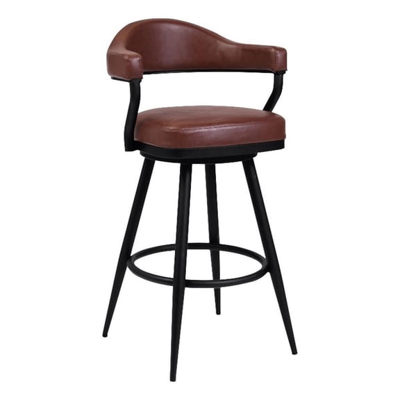 Pemberly Row 30" Modern Metal Swivel Bar Stool in Black/Vintage Coffee