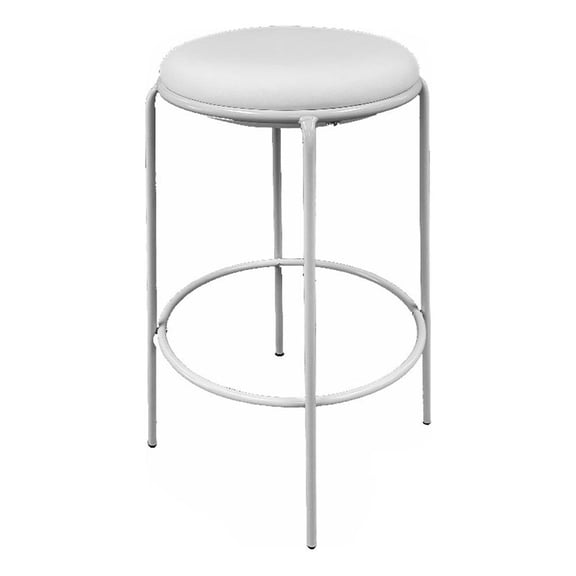 Pemberly Row 30" Modern Polyurethane/Metal Barstool in White (Set of 2)