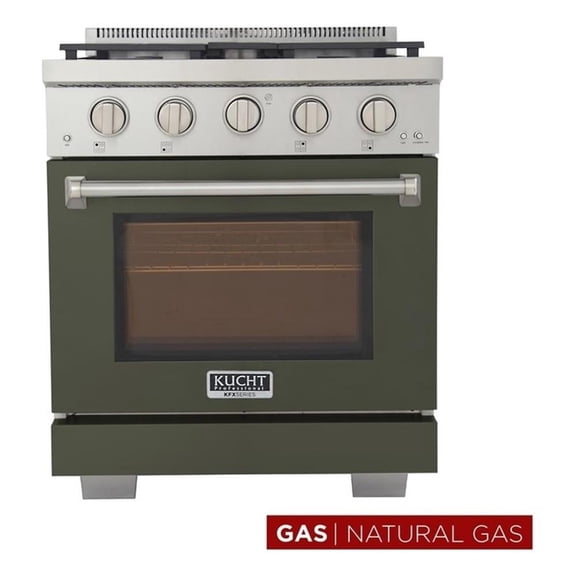 Pemberly Row 30" Natural Gas Rang in Olive Green with True Simmer Burners