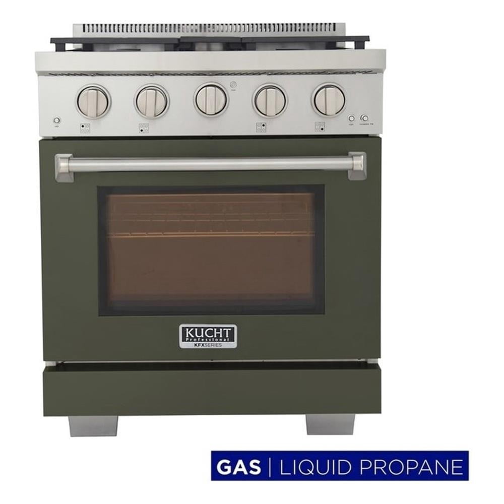 Pemberly Row 30" Propane Gas Rang in Olive Green with True Simmer Burners