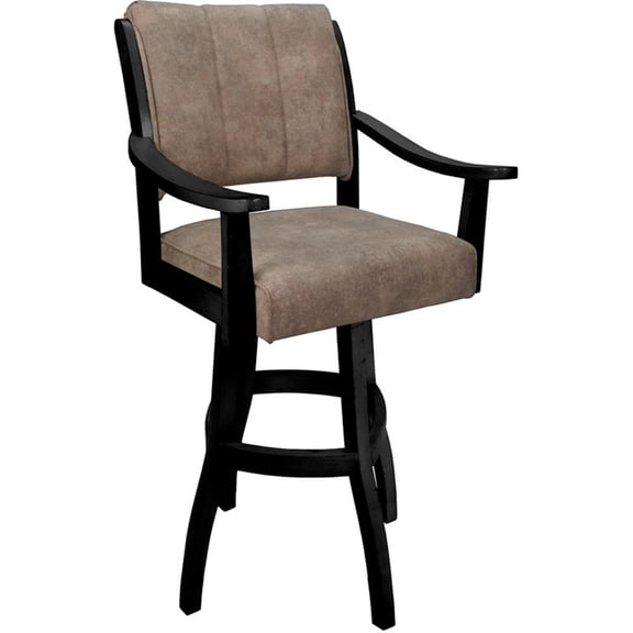 Pemberly Row 30" Solid Wood Bar Stool in Ohio Dust Chestnut and Black