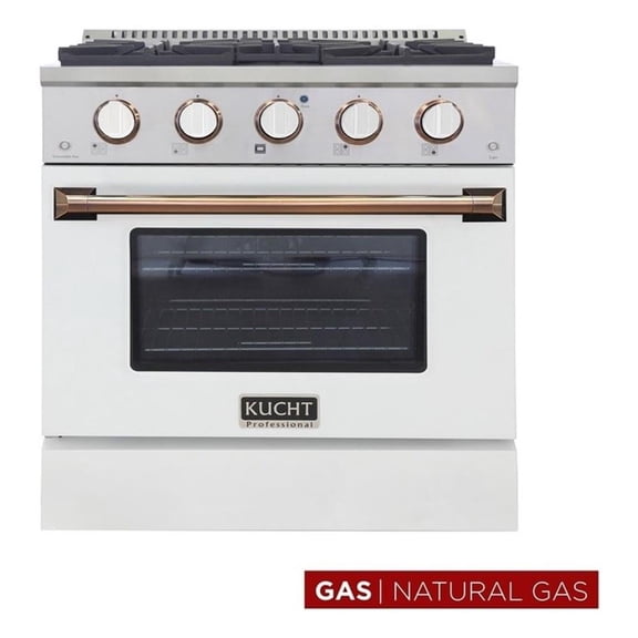 Pemberly Row 30" Stainless Steel Natural Gas Range in Gold/White/Silver