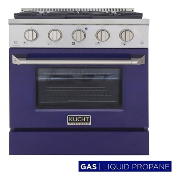 Pemberly Row 30" Stainless Steel Propane Gas Range in Blue/Silver