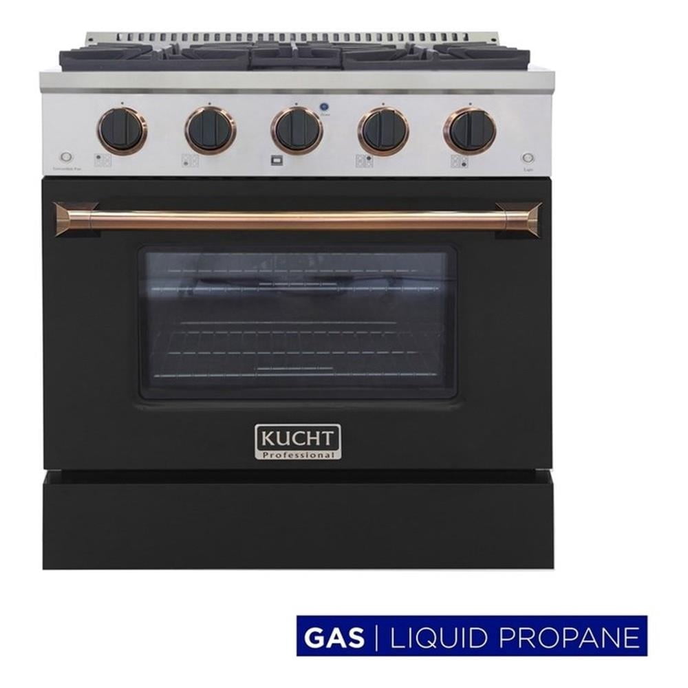 Pemberly Row 30" Stainless Steel Propane Gas Range in Gold/Black/Silver