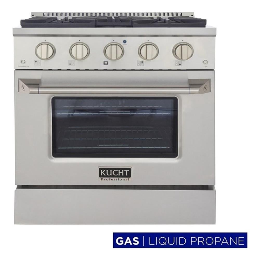 Pemberly Row 30" Stainless Steel Propane Gas Range with Knobs in Silver