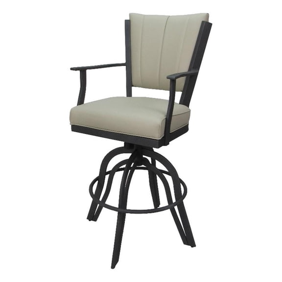 Pemberly Row 30" Swivel Metal Bar Stool - Ocean Beige Vinyl - Gray Frame