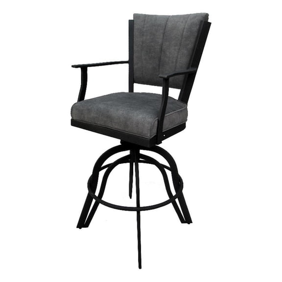 Pemberly Row 30" Swivel Metal Bar Stool-Outlier Charcoal Gray Fabric-Black Frame