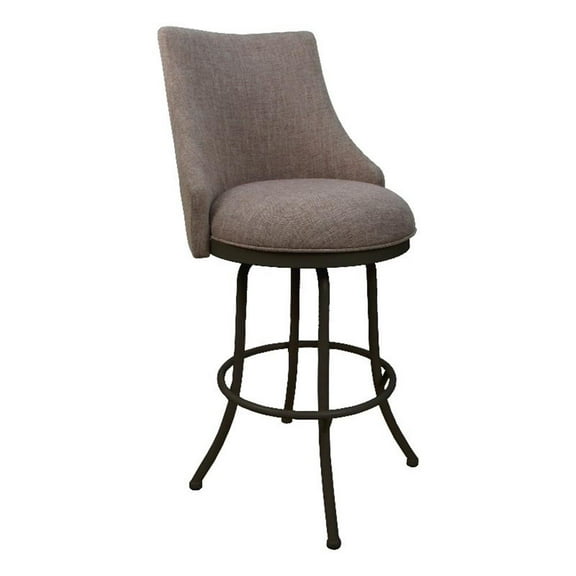 Pemberly Row 30" Swivel Metal Bar Stool w/ Custom Upholstery - Basin Beige Brown