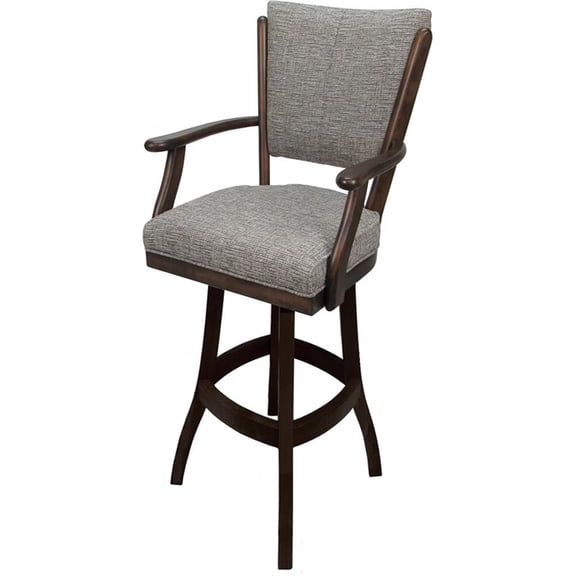 Pemberly Row 30" Swivel Solid Wood Bar Stool in Jetty June Tan and Walnut