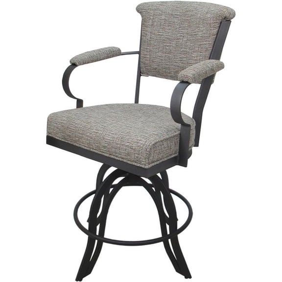 Pemberly Row 30" Swivel Tilt Metal Bar Stool in Jetty June Tan and Gray