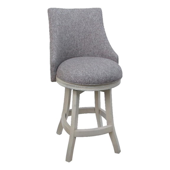 Pemberly Row 30" Swivel Wood Bar Stool with Custom Upholstery in Mojeva Grey