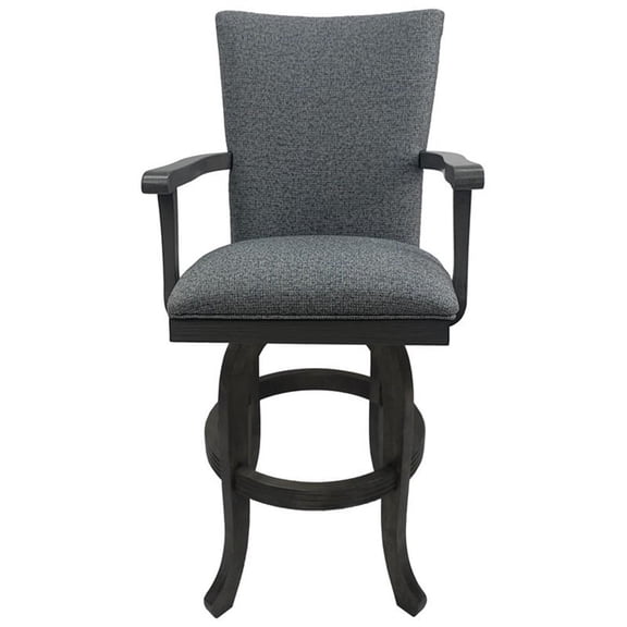 Pemberly Row 30" Swivel Wood Bar Stool with Full Back in Aqua Marine Blue
