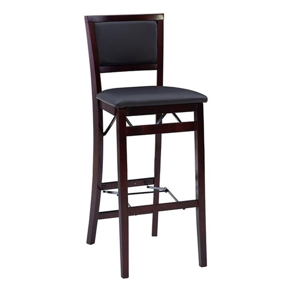 Pemberly Row 30" Transitional Wood Pad Back Folding Bar in Merlot