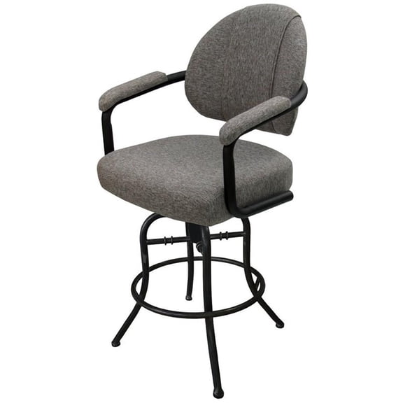 Pemberly Row 30" Vinyl Swivel Tilt Bar Stool in Mojave Gray and Black
