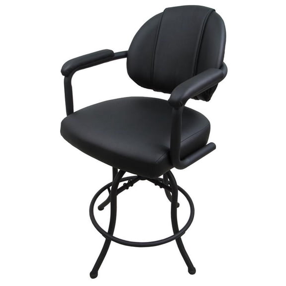 Pemberly Row 30" Vinyl Upholstered Swivel Tilt Bar Stool in Black