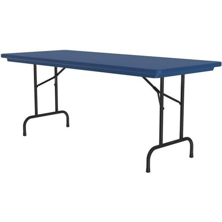 Pemberly Row 30"W x 72"D Plastic Resin & Steel Metal Folding Table in Blue