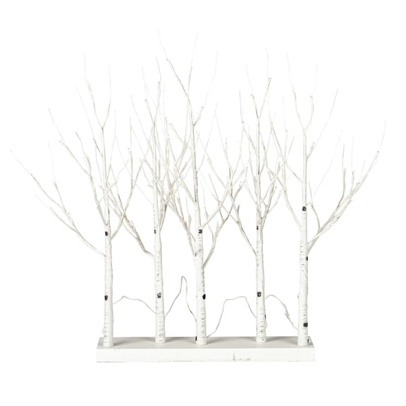 Pemberly Row 30" White Birch Twig Tree Grove - Warm White LED Lights (5Pc Set)